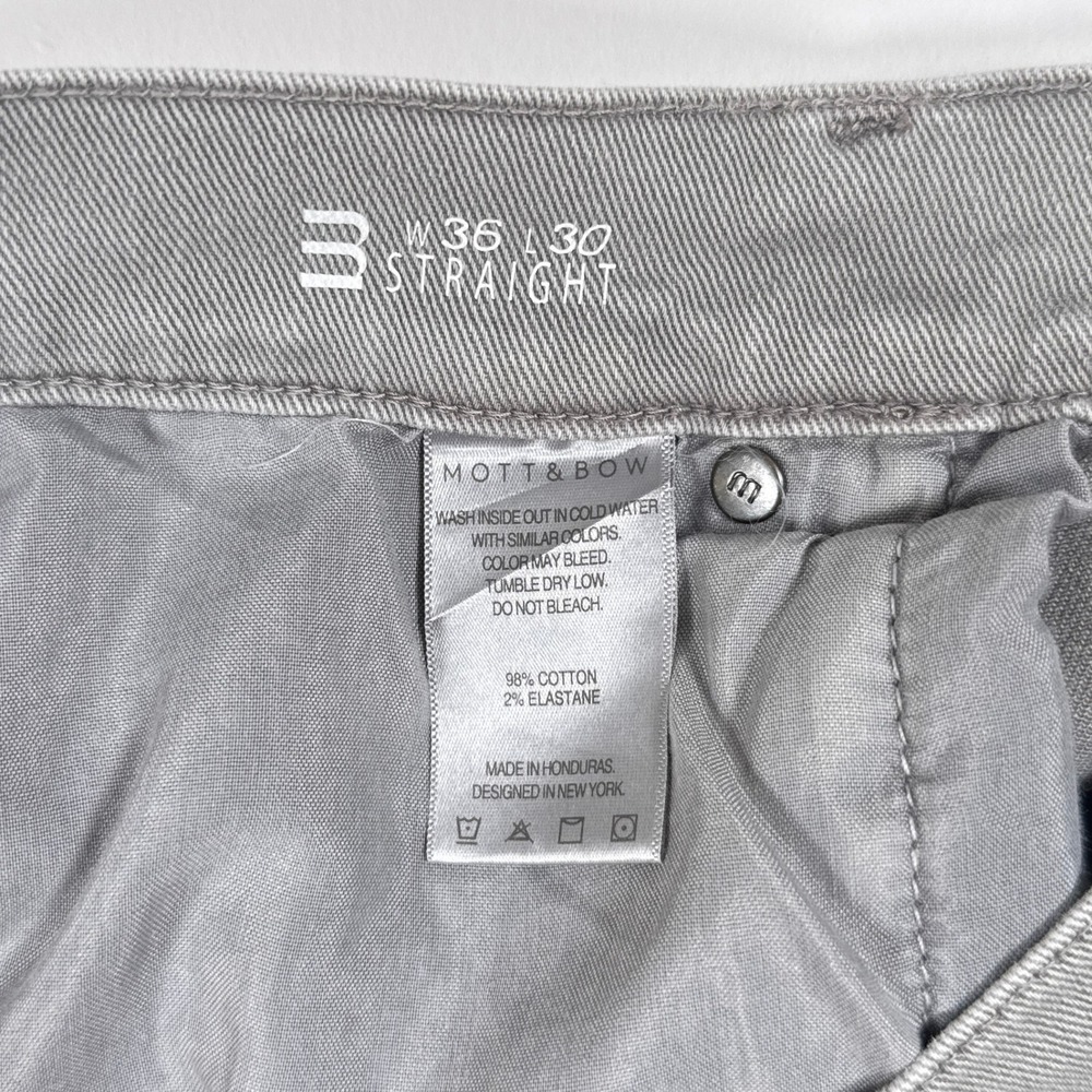 Mott & Bow Jeans Mens 36x30 Gray Twill Stretch Minimalist Mercer Straight Pants - Picture 3 of 9